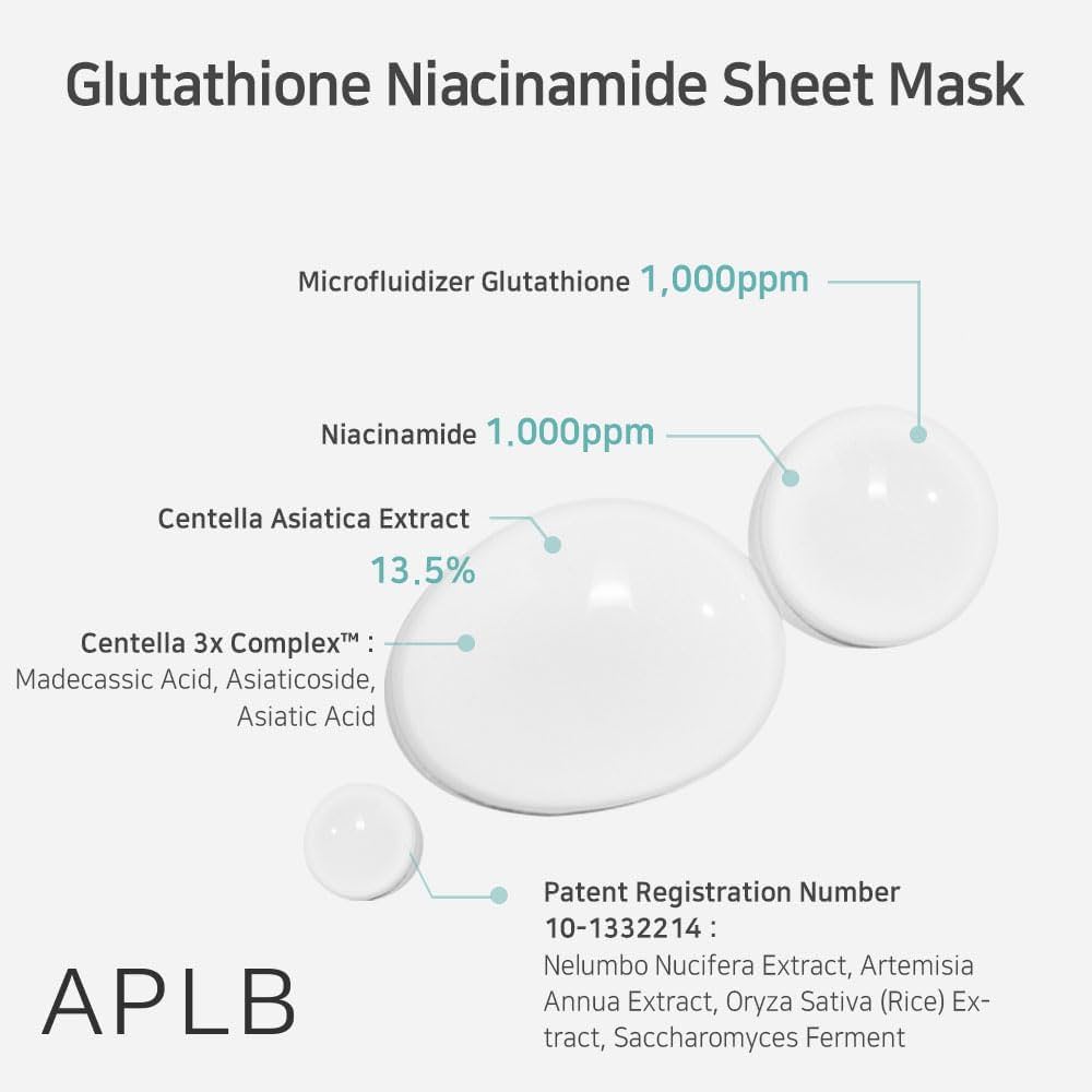 APLB Glutathione Niacinamide Sheet Mask 25ml x 1ea / 0.85 fl. oz.