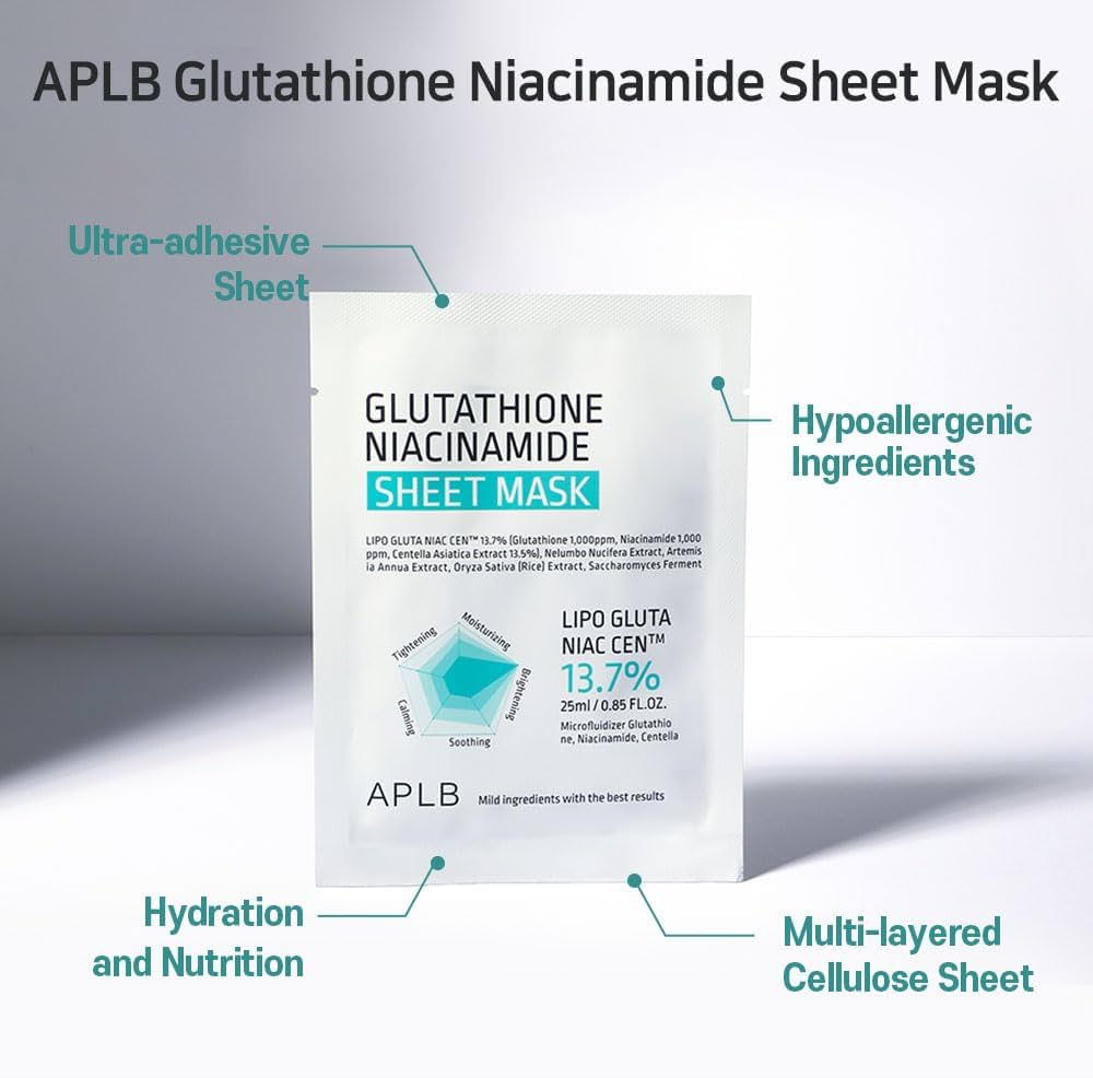 APLB Glutathione Niacinamide Sheet Mask 25ml x 1ea / 0.85 fl. oz.