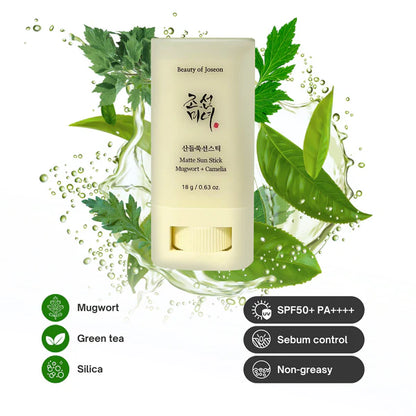 Beauty of Joseon Matte Sun Stick: Mugwort + Camelia (SPF 50+ PA++++) 18g / 0.63 fl oz.