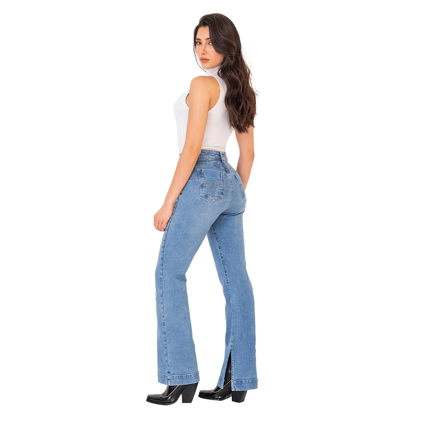 BUM LIFT MOM FLARE COLOMBIAN JEANS 212358 WITH ANKLE OPENINGS