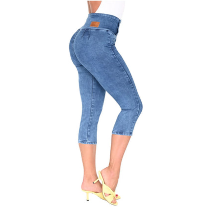 COLOMBIAN BUTT LIFTER CAPRI SKINNY JEANS 239257 WITH INNER GIRDLE