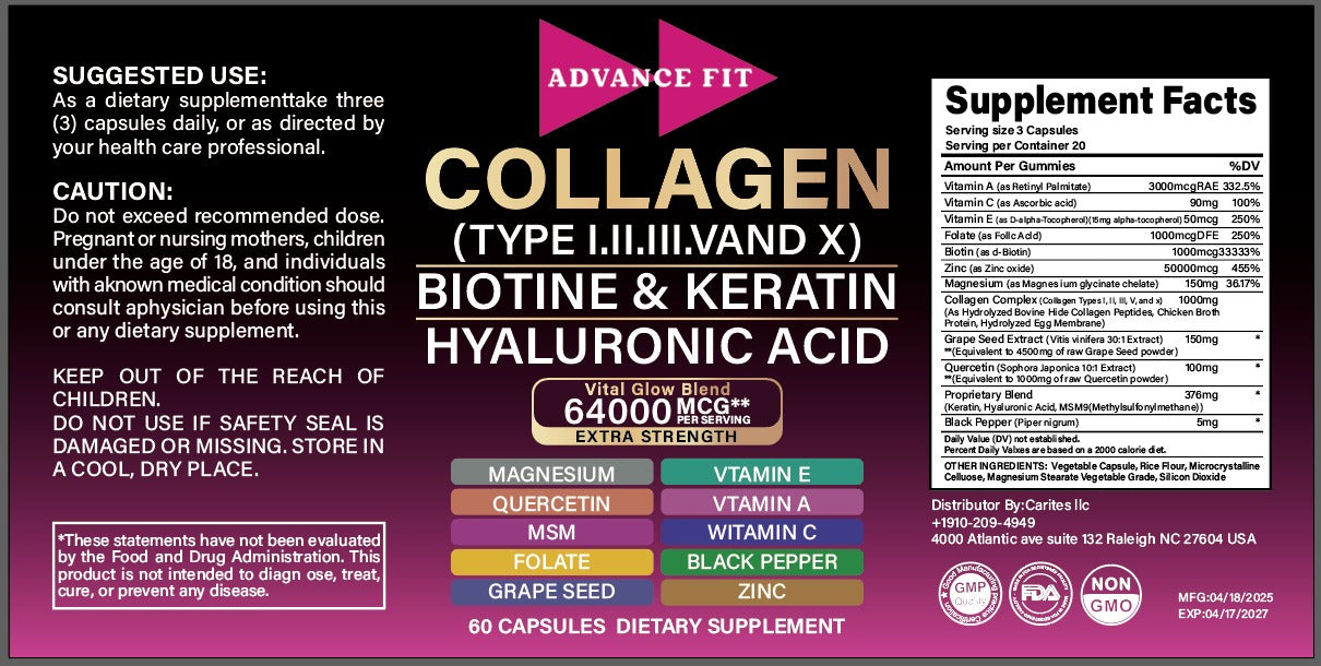 Advance Fit Collagen 60 Capsules Dietary Supplement